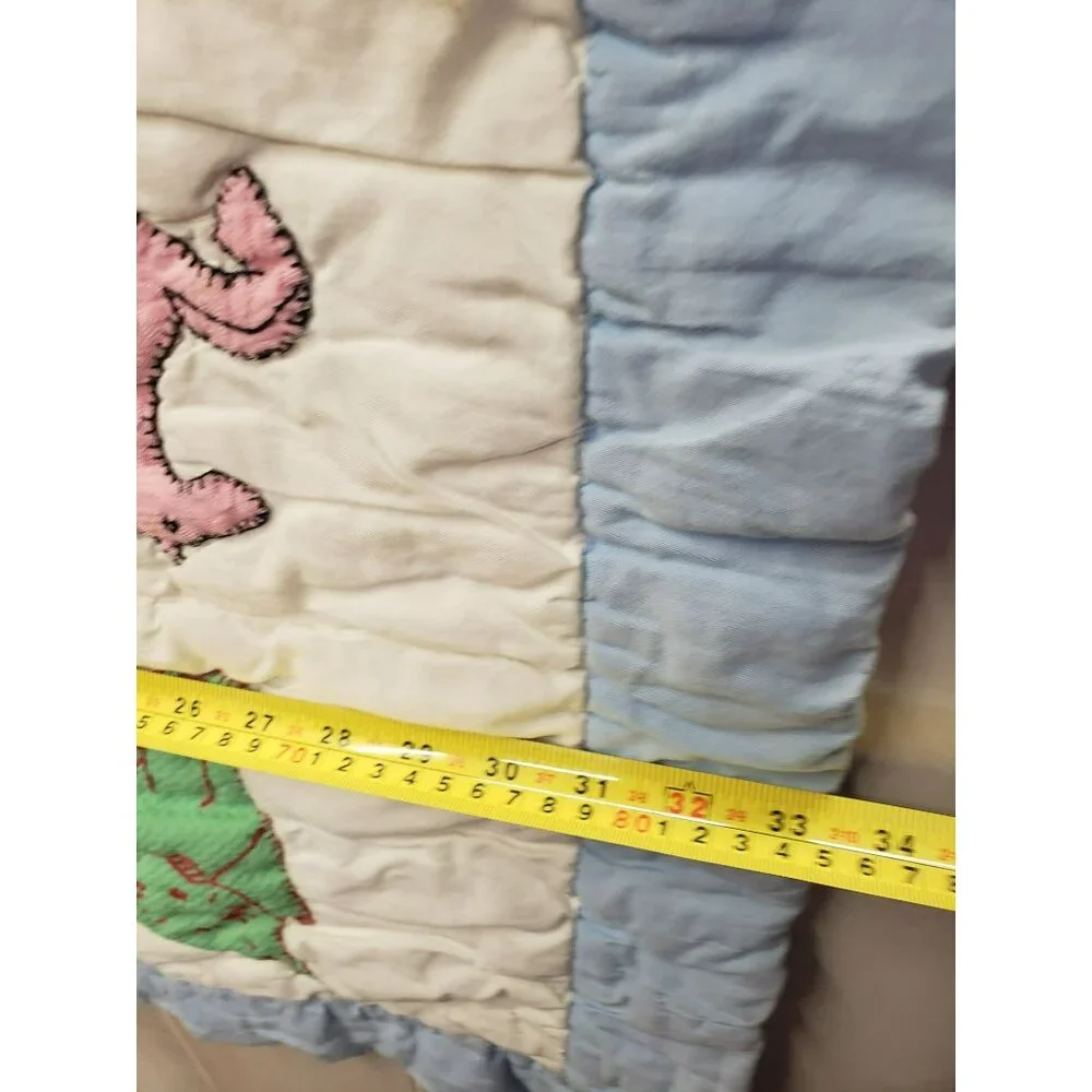 Handmade Baby Quilt, Animal Applique, Blue & White 33